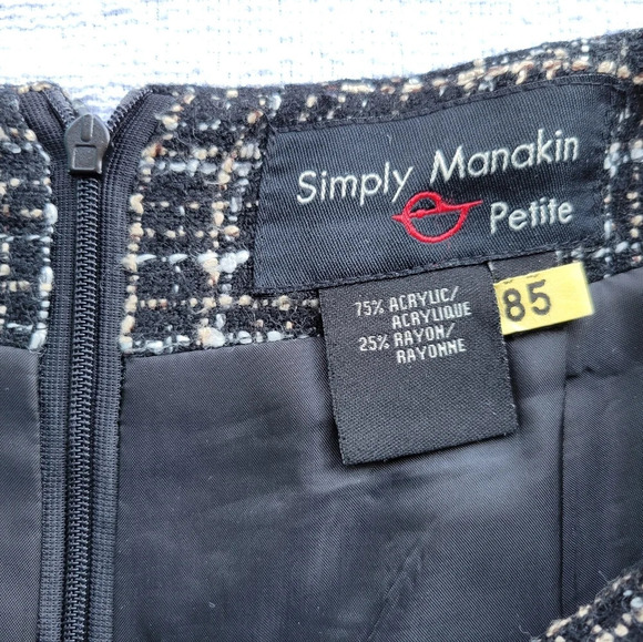 Simply Mannequin Tweed Skirt Black White  Tan Zipper Back Slit 12P - Picture 8 of 9